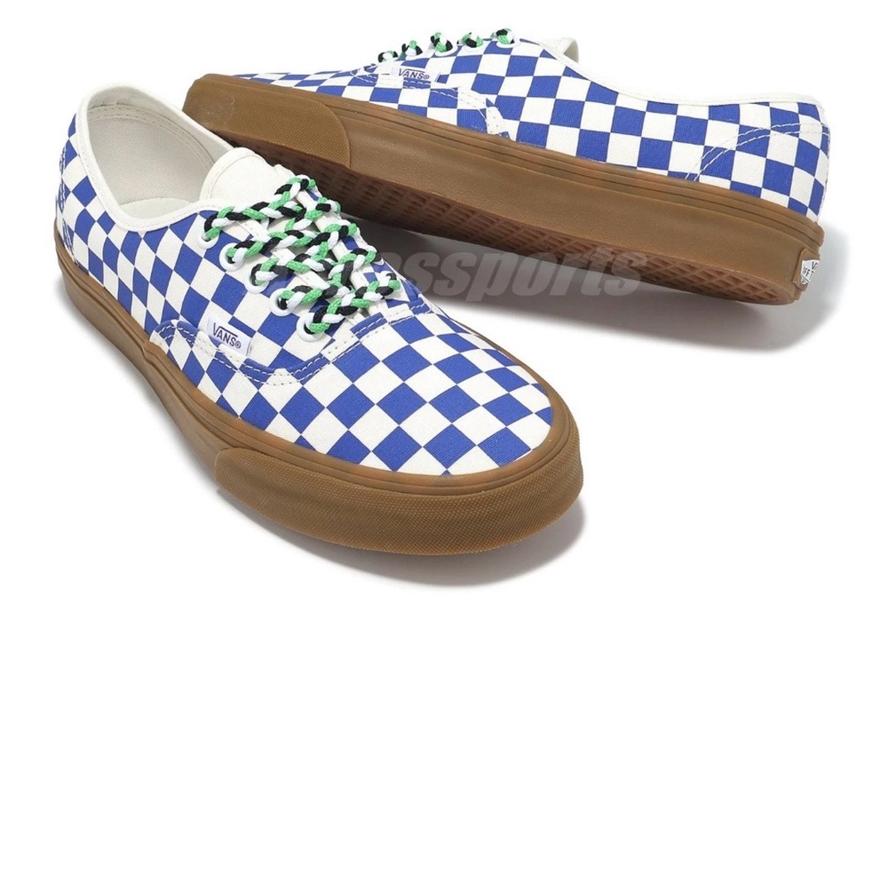 NEW Vans Authentic Checkerboard - Blue/White Gum Sole w/ Braided Rope Laces 11.5 - Picture 2 of 10